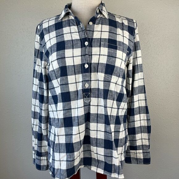 J. Crew Half Button Down Flannel Top Size S EUC - Picture 1 of 10